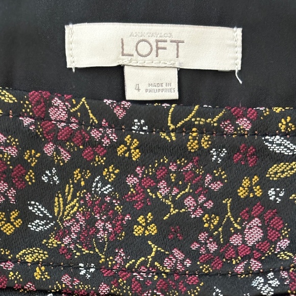 LOFT A-line Jacquard Mini Skirt - Black Floral Size 4 - Picture 7 of 8
